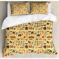 thumbnail image 1 of Ethnic Duvet Cover Set King Size, Traditional African Motifs Camels Crocodiles and Giraffes Tribal Bohemian Symbols, Decorative 3 Piece Bedding Set with 2 Pillow Shams, Multicolor, by Ambesonne, 1 of 3