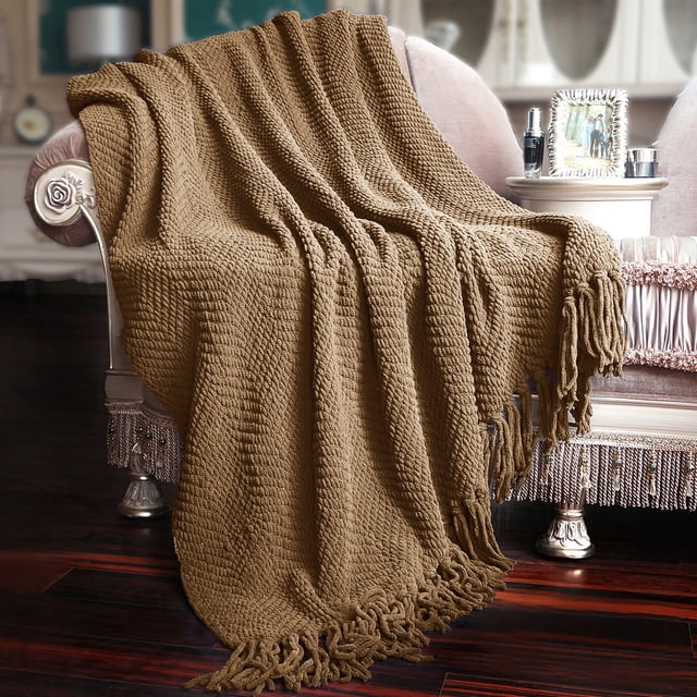 HOME SOFT THINGS COBIJA TEJIDA REVERSIBLE MANTA LIGERA SÚPER SUAVE Y ACOGEDORA - ANFORA - 127X152.4CM
