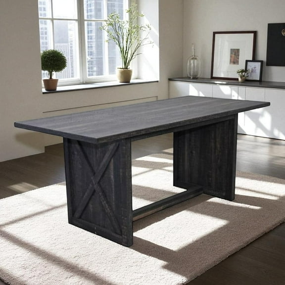 GZXS 70.87-Inch Farmhouse Rectangular Dining Table for 6-8 People, Antique Gray Kitchen Table with X-Shaped Wood Legs, for Dining Room & Living Room