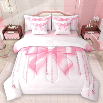 Manfei Kawaii Pink Bedding Comforter Set 7pcs for Kids Girls, Glitter Diamonds King Bedding Sets, Princess Style Bed Sheets, Ultra Soft Home Decor