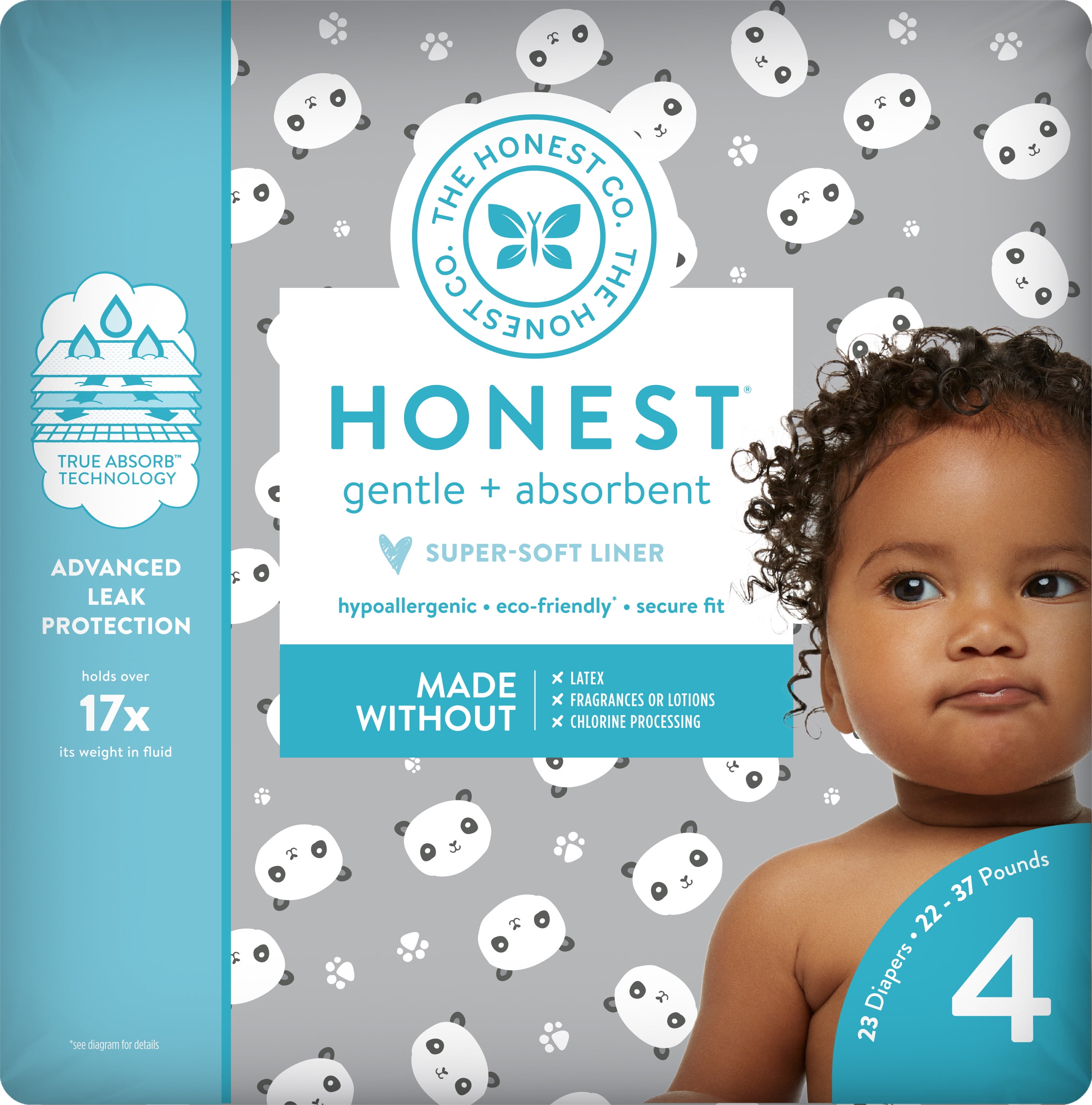 The Honest Company Clean Conscious Diapers Size 4, Cactus Cuties, 23 CT Pack Of 4