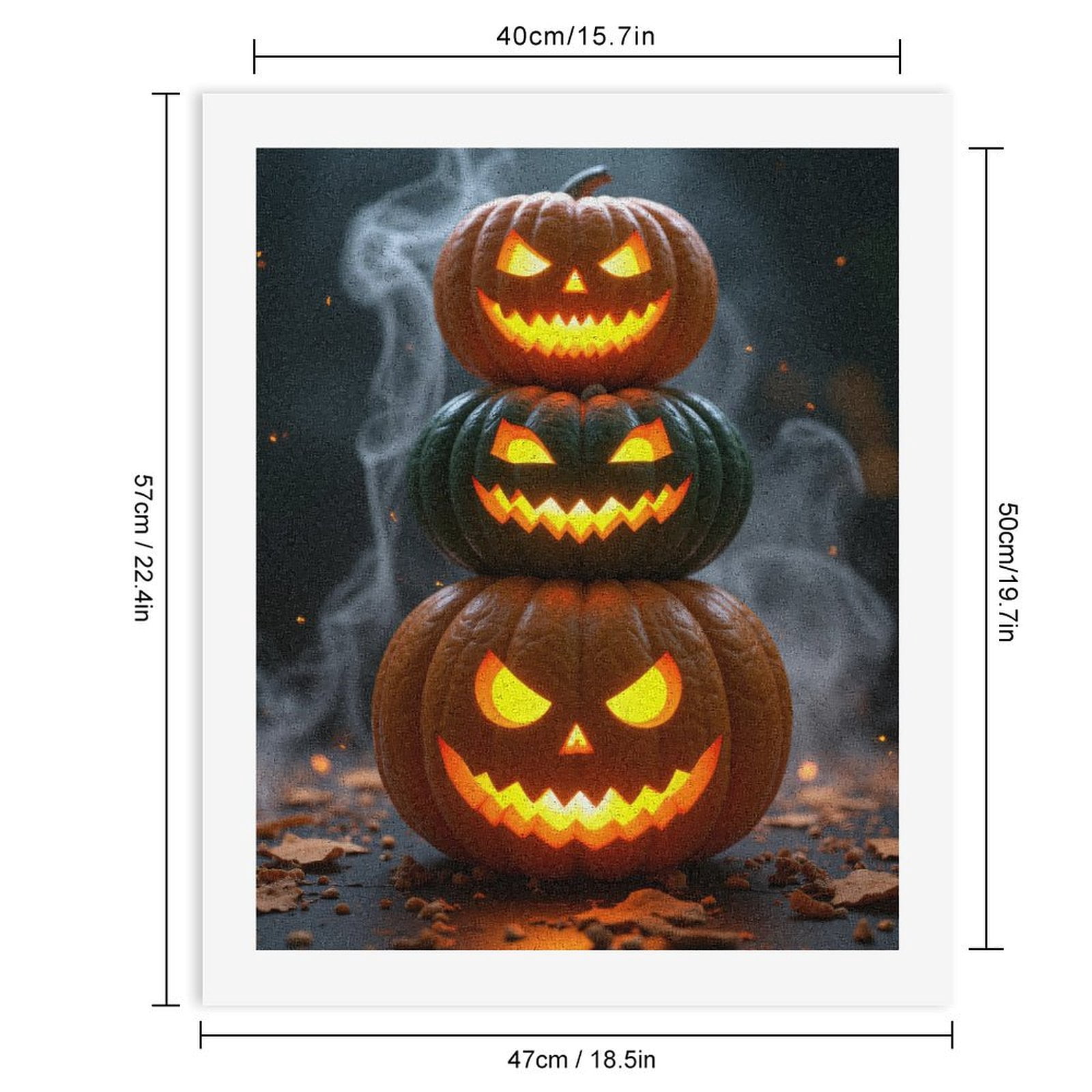 Paint By Numbers Kit for Adults Beginner - DIY Pumpkin Lanterns Stack Smoky Halloween Canvas Painting Kits for Adults, Frameless Paint By Number for Adults for Home Wall Decor 16x20 Inch