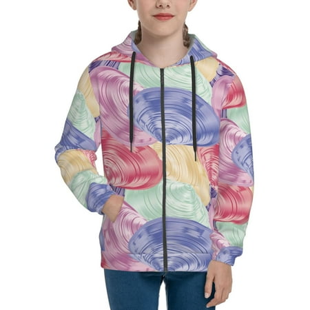 

Hoodies for Women Conch Shells Print No.909 Long Sleeve Sweatshirt Drawstring Zip Up Hoodie with Pockets Teen Girl Clothes