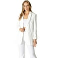 thumbnail image 2 of Love Tree Women's Juniors Classic Office Workwear Boyfriend Blazer (L, Ivory), 2 of 4
