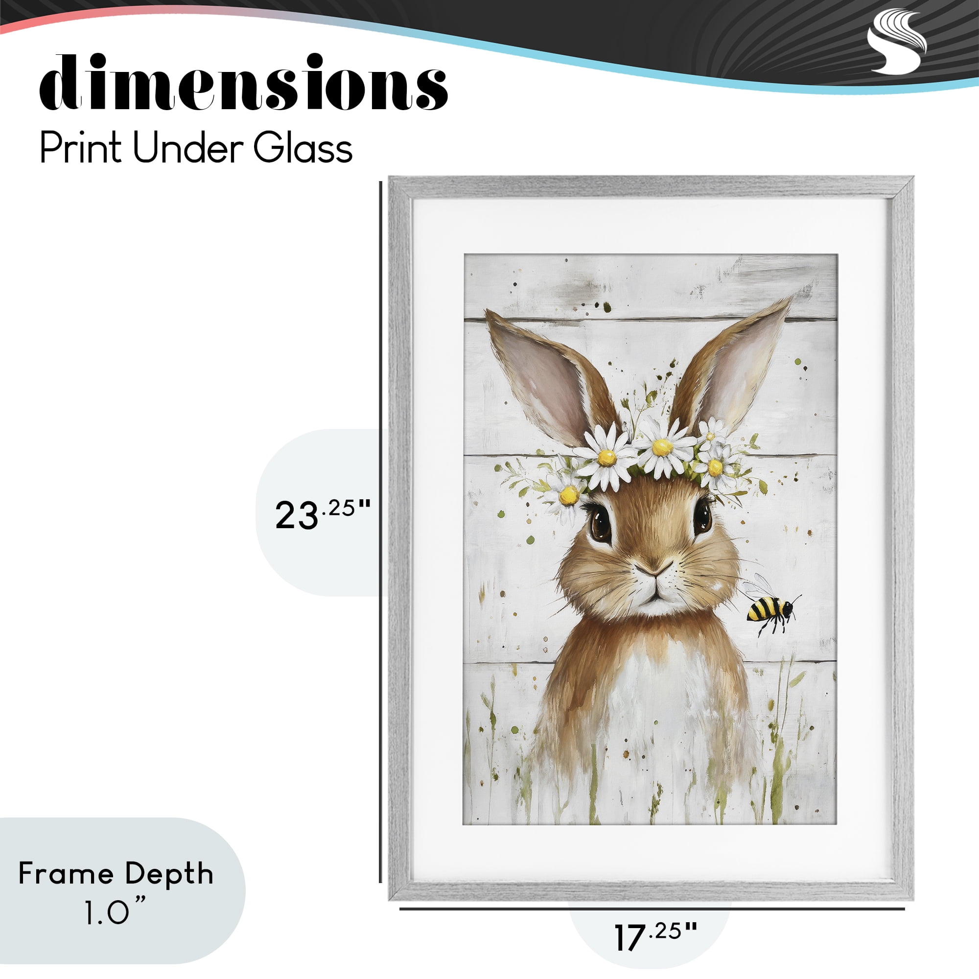 Stupell Industries The Bunny & The Bee Gray Framed Print Under Glass, design by Tina LeCour