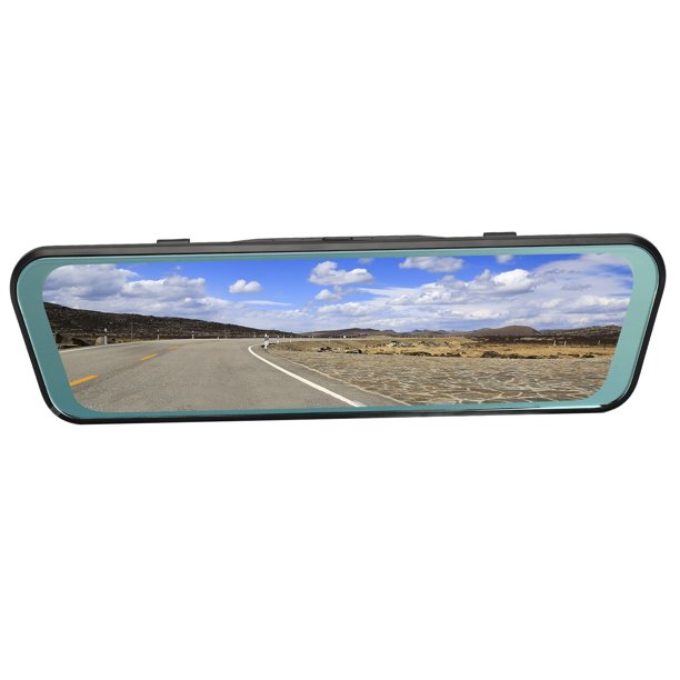 Cámara de tablero con espejo de 9,66 pulgadas, pantalla táctil completa, 1080P HD, ángulo amplio de 170°, transmisión de medios, cámara de espejo retrovisor frontal y trasero