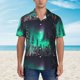 thumbnail image 2 of Balery Northern Lights 2 Camisas hawaianas de manga corta para hombre, camisas playeras de corte holgado, camisas de vacaciones con botones,Large, 2 of 7