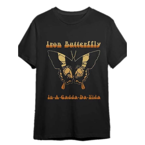 Iron Butterfly - In-a-gadda-da-vida T-shirt - Fun Graphic Tee Series - Black - For Men - Casual Wear - Perfect Gift for Music Lovers