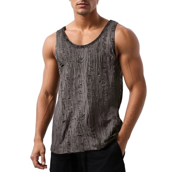 Krdevn Men's Mesh Hole Workout Tank Top for Breathable Sleeveless Gym Vest Athletic Performance Running Training,Tank Tops Men,XL