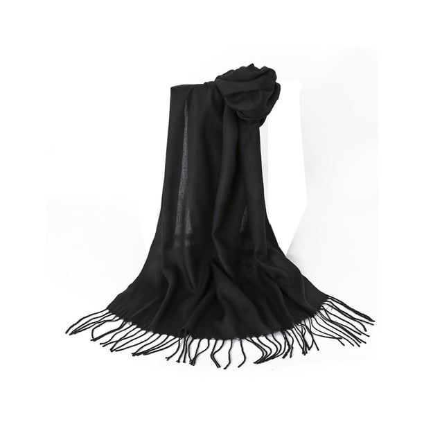 Guardurnaity Bufandas Invierno Cálido Sólido Mantón largo Transpirable Piel amigable Pañuelo para el cuello Bufanda Lavable Pañuelo para la Accesorios de disfraces Negro