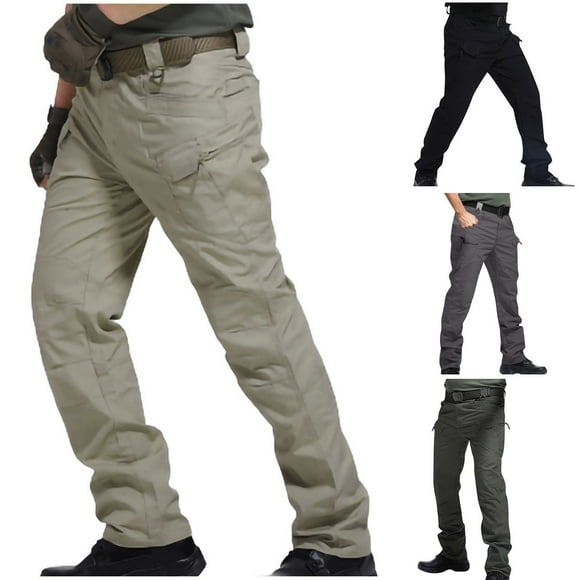 CFLVAEK Big and Tall Tactical Pants for Men Stretch Water Resistant Military Hiking Cargo Pant Loose Fit Wide Leg Outdoor Pants with Multi Pockets Green S