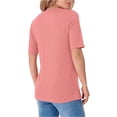 thumbnail image 3 of Womens Half Sleeve Tops Crewneck Shirts Basic Fit Tee Trendy 2026 Spring Summer Business Casual T-Shirts Pink XL, 3 of 3