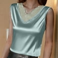 thumbnail image 4 of yillto Womens Satin Tank Tops Lace V Neck Sleeveless Silky Vest Shirts Causal Loose Outfits for Women, 4 of 7