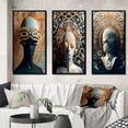 thumbnail image 1 of Designart "Futuristic Fashion Sci-Fi Woman Portrait II" Surrealism Framed Wall Art Set Of 3 - Blue Transitional Frame Canvas Set For Living Room Decor, 1 of 6