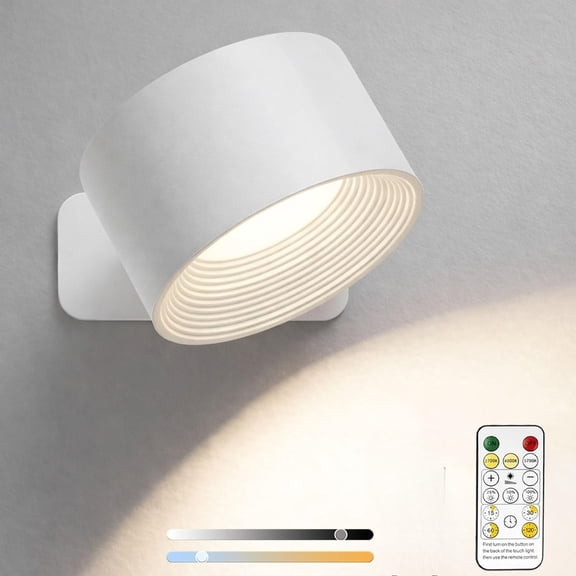 Cordless Wall Sconce with Remote Control and Magnetic Base, Rechargeable Dimmable Lamp