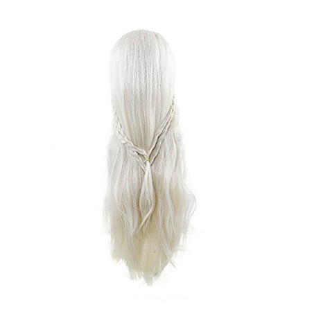 Game of Throne Daenerys Targaryen White Long Hair Women's Wig Cosplay Halloween Custome