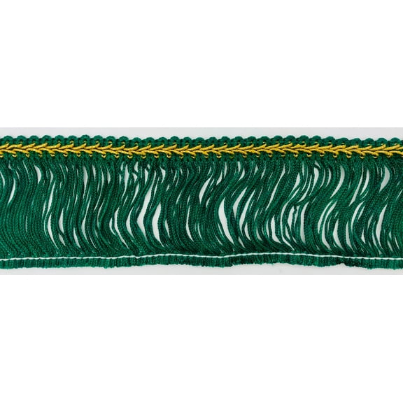 Trimplace Hunter Green 2-1/2" Chainette Fringe with Gold Gimp Header