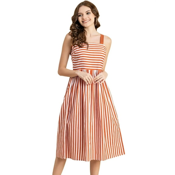 Moomaya Sleeveless Square Neck Fit And Flare Cotton Dress - Women's Summer Dress