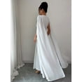 thumbnail image 2 of White Womens Elegant V-Neck Maxi Dress With Gold Embroidered Waist And Cape Sleeves, 2 of 7