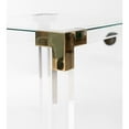 thumbnail image 6 of Square Acrylic Gold Metal Modern Tempered Glass End Side Table, 6 of 7