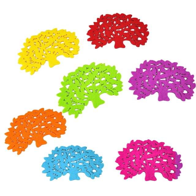 10pcs Tree Shaped Colorful Felt Coaster Cup Mat Pad for Bowl Mug Glass Plate Drink Accessories(Random Color)