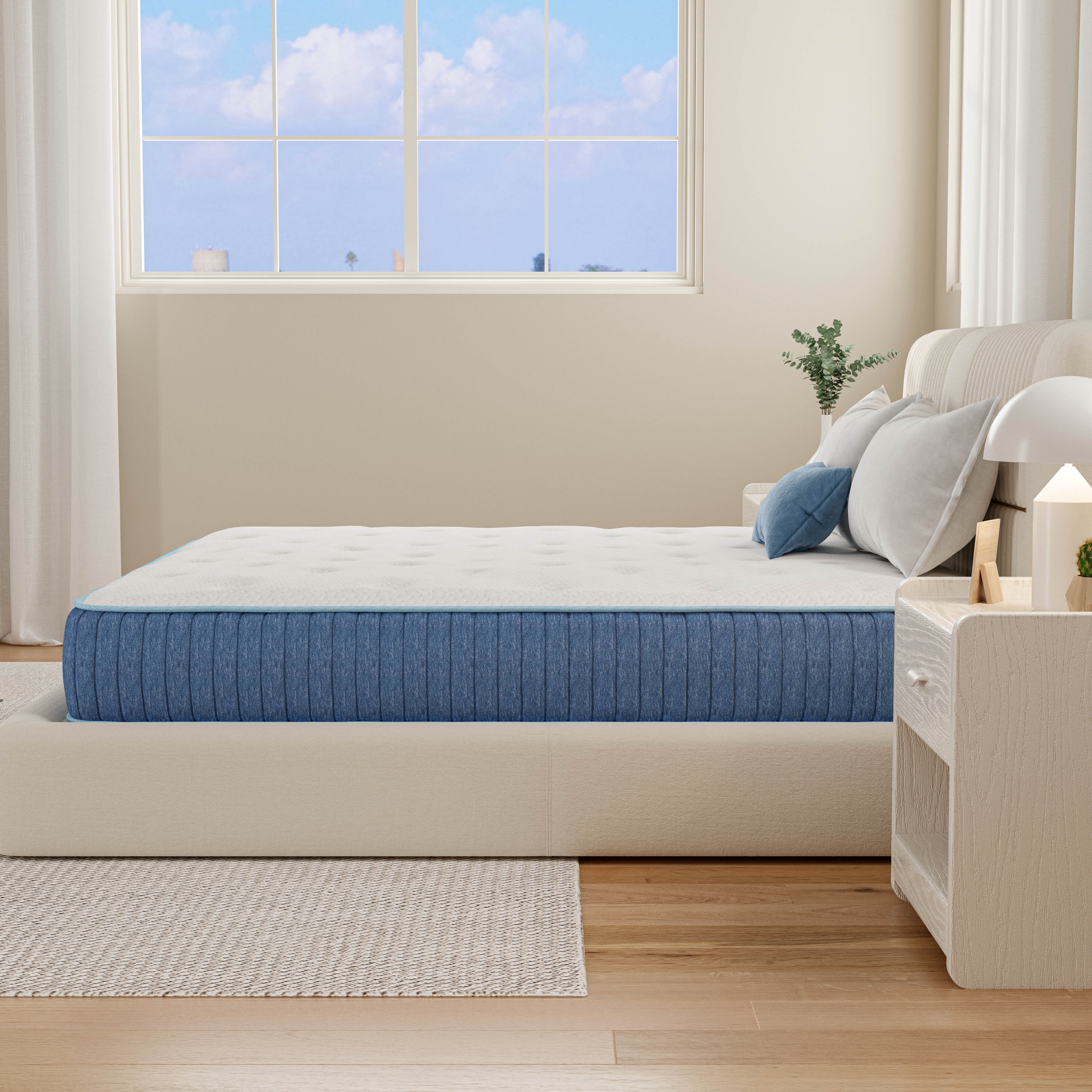 EGOHOME ChillWeave Queen Mattress, 10" Hybrid Mattress in a Box, Medium