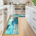 thumbnail image 4 of Kitchen Mat 2 PCS Teal Kitchen and Mats Turquoise Grey Abstract Art Cushioned Anti-Fatigue Kitchen 17.3"X47.3"+17.3"X29.5" kitchen Decor Non-Slip Kitchen Rug Set for Kitchen Floor, 4 of 6