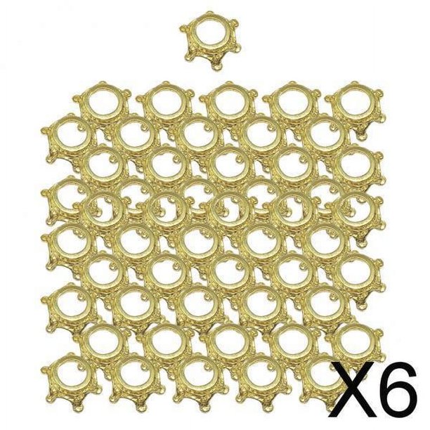 5x50 Uds. Cuentas de dijes de corona para hacer joyas, collares, pendientes dorados 6 piezas
