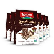 Loacker Quadratini Cocoa and Milk, Cream-Filled Bite-Size Wafer Cookies, 8.82 oz, Pack of 6