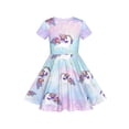 thumbnail image 4 of Girls Dress Blue Unicorn Short Sleeve Casual Dress 6 Years, 4 of 8