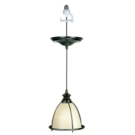 Instant Pendant Recessed Light Conversion Kit Brushed Bronze White Glass Shade