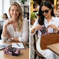 thumbnail image 4 of SEANATIVE Double Glasses Case with Zipper, Soft Eyeglass Cases Sunglasses Pouch Travel Eyeglasses Case Organizer Portable Reading Glasses Pouch Bag for Women, Cherry Blossom Pattern Pink Black, 4 of 7