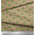 thumbnail image 2 of Soimoi Green Cotton Poplin Fabric Leaves,Pink Floral & Ogee Damask Printed Craft Fabric by The Yard 58 Inch Wide, 2 of 3