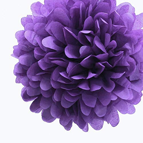 Quasimoon EZ-FLUFF 8' Tissue Pom Pom - Dark Purple (4 Pack) by PaperLanternStore