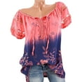 thumbnail image 2 of Guardurnaity Blusa Manga Corta Camisa Estampada Blusa Cuello V Mujer Top Verano Prendas para la parte del cuerpo Luz roja M, 2 of 6