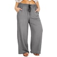 thumbnail image 3 of Cutuoiiu Women's Plus Size Solid Color High Waisted Wide Leg Yoga Pants Oversize Drawstring Elastic Waist Casual Joggers with Pockets Gifts, 3 of 9