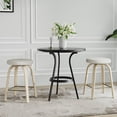 thumbnail image 4 of CQSXDA Backless Swivel Bar Stools Set of 2, Comfortable Fabric Upholstered 26 Inch Height Stools Ideal for Restaurants and Homes，Beige, 4 of 9