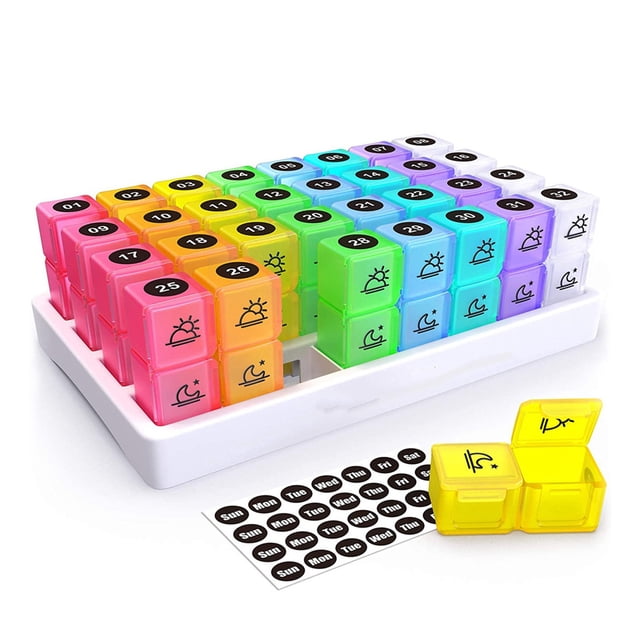 1 Medicine Container 32 Compartments Plastic Sealed Portable 1 Month Medicine Storage Box for Daily Use