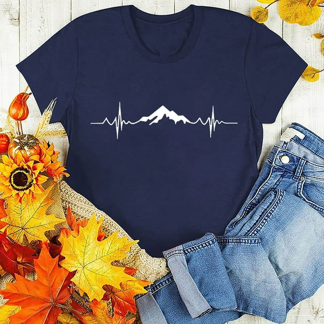 Chemises à Manches Courtes pour Femmes Mode Décontractée Col Rond Imprimé Chemise Ample Manches Courtes Hauts Femmes Manches Courtes Robe pour Femmes Chemises Femmes Manches Courtes