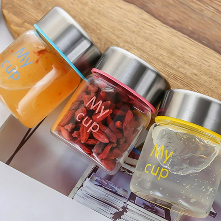 Clear Glass Food Storage Containers with Sealed Lid Small Jar for Candy  Spice Rice Sugar Flour Nut 100 ml