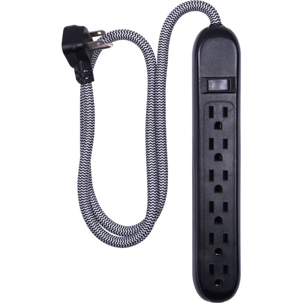 Cordinate 6Outlet Surge Protector Power Strip, 3Foot Braided Cord