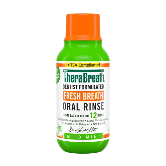Pack of 4 TheraBreath Travel Size Fresh Breath Oral Rinse - Mild Mint - 3 oz - Package may vary