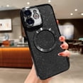 thumbnail image 3 of iPhone 12 6.1" Magnetic Glitter Case, [Compatible with Magsafe] Cute Luxury Plating Bling Clear Phone Case, Full Camera Lens Protector Anti-Scratch Shockproof Protective Case Women-Black, 3 of 13