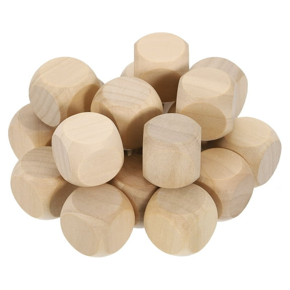20 Pack Blank Wooden Dice, 22mm/0.87inch Unfinished Wooden Cube Rounded Corners Square Block for DIY Craft Projects