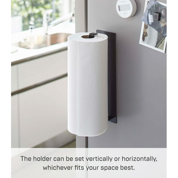 Yamazaki Home Magnetic Paper Towel Holder Steel Holds 2.2 lbs Black