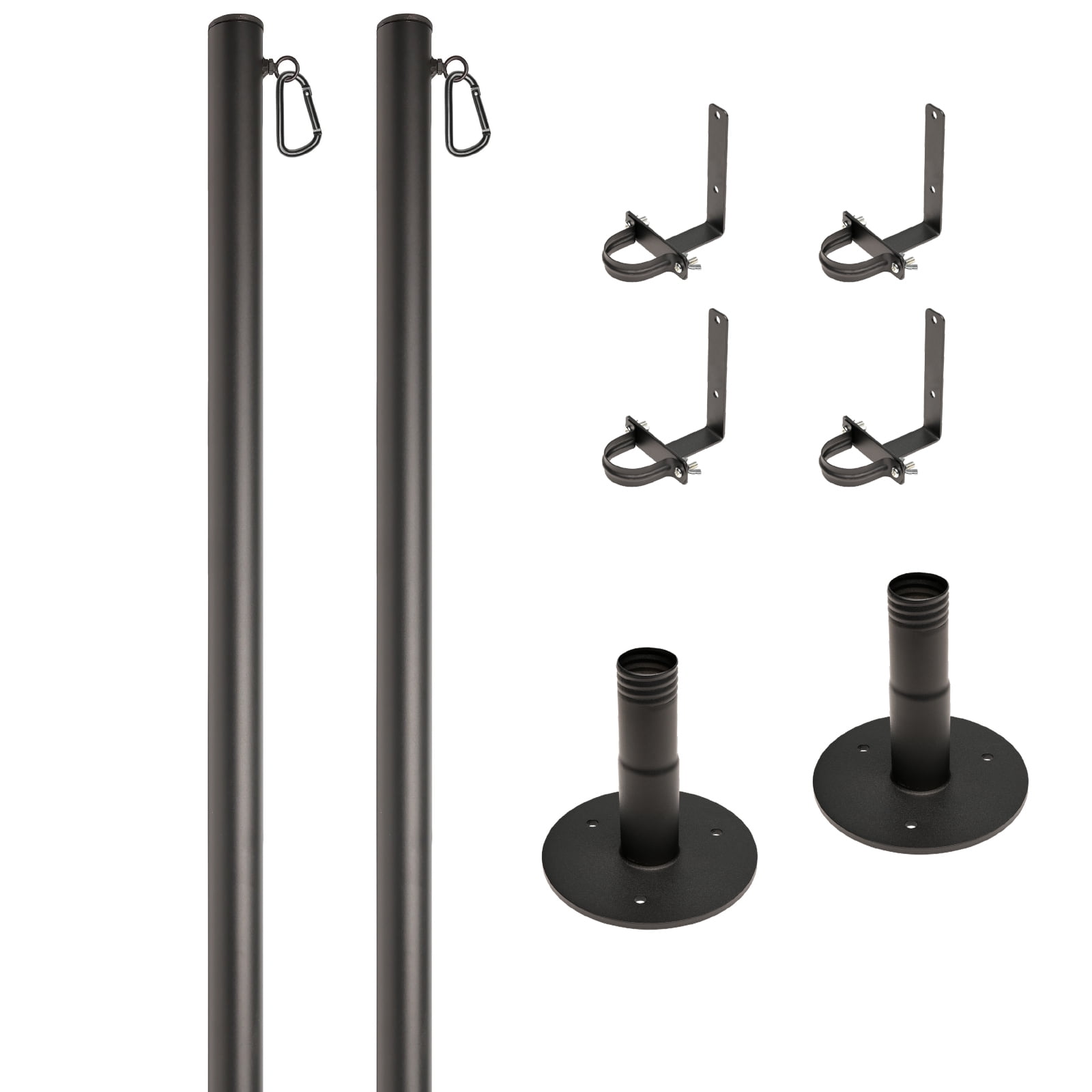 Excello Global Products Premium String Light Poles -2 Pack - Extends to 10 Feet – Deck Mount (Wood/Concrete) - EGP-LP-V2-2-DK