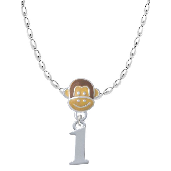 Delight Jewelry Silvertone Number - 1 - Mia Monkey Charm Necklace