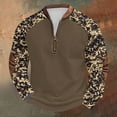 thumbnail image 1 of Blusas y camisas de manga larga con cuello redondo para hombre, talla grande, media cremallera, cuello redondo, estampado vintage de camuflaje, blusa de poliéster de manga larga para hombre, 1 of 4