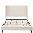 thumbnail image 2 of Miniyam Queen Size Wingback Contemporary Platform Bed, Beige, 2 of 7