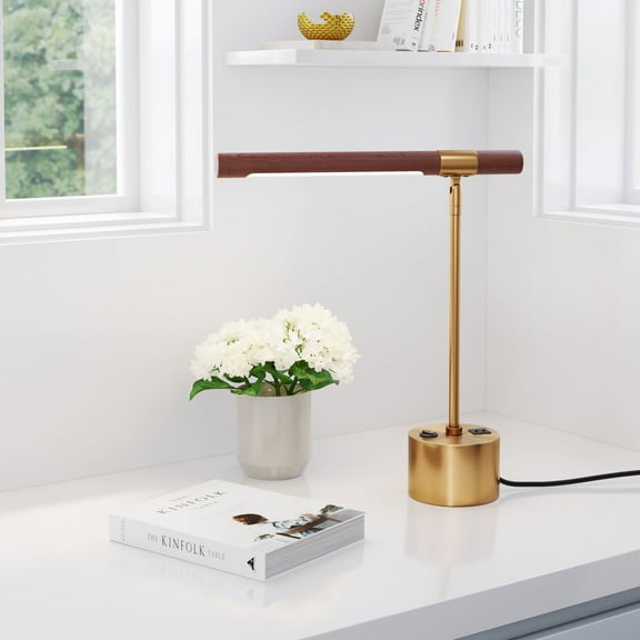 Kippy Table Lamp Brown & Brass Table Lamp, Mid Century Style, Works with dimmer (Dimmer Not Included), Steel, Lighting Table Lamps